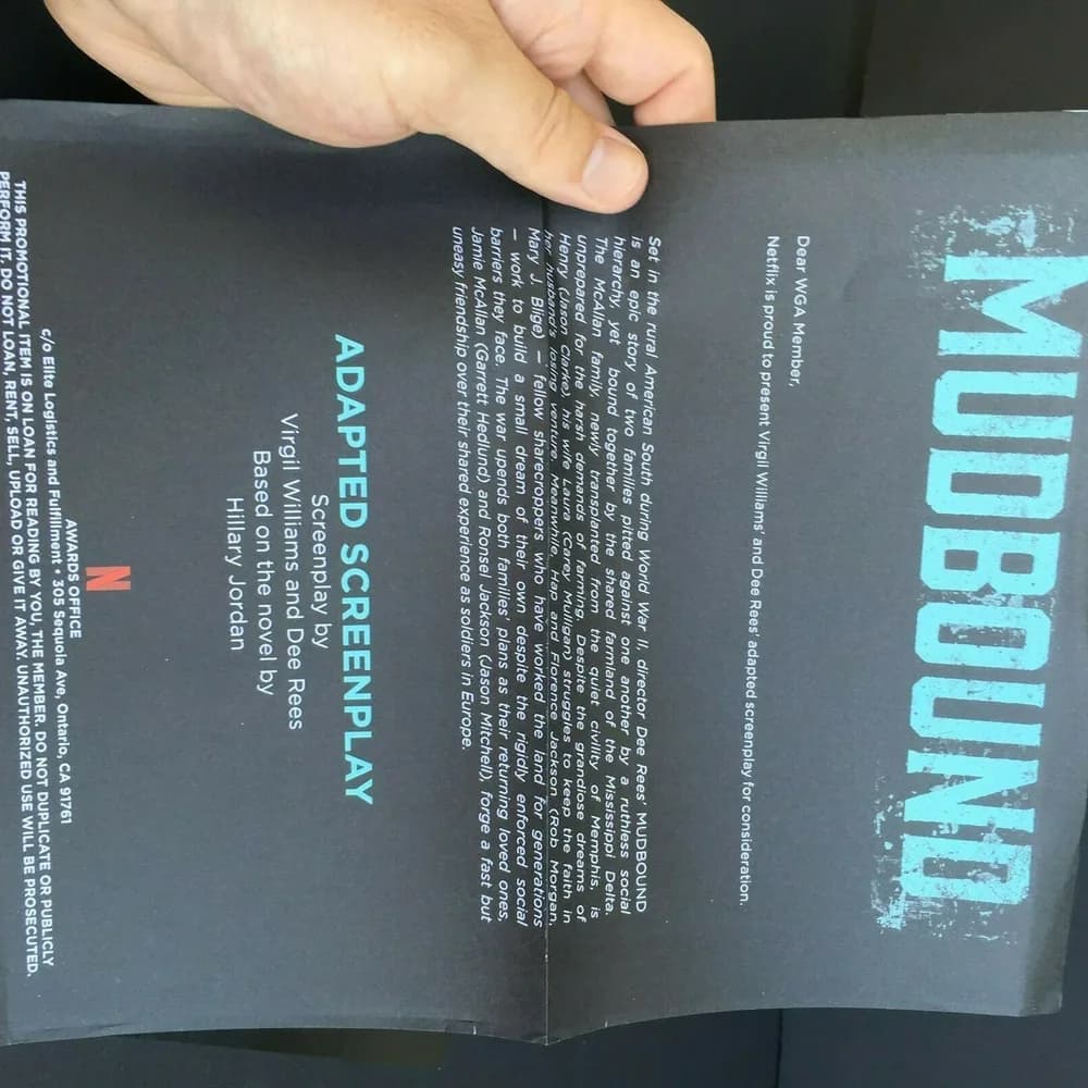 MUDBOUND For Your Consideration FYC Screenplay 2017 Script Book FREE SHIPPING - Image 2