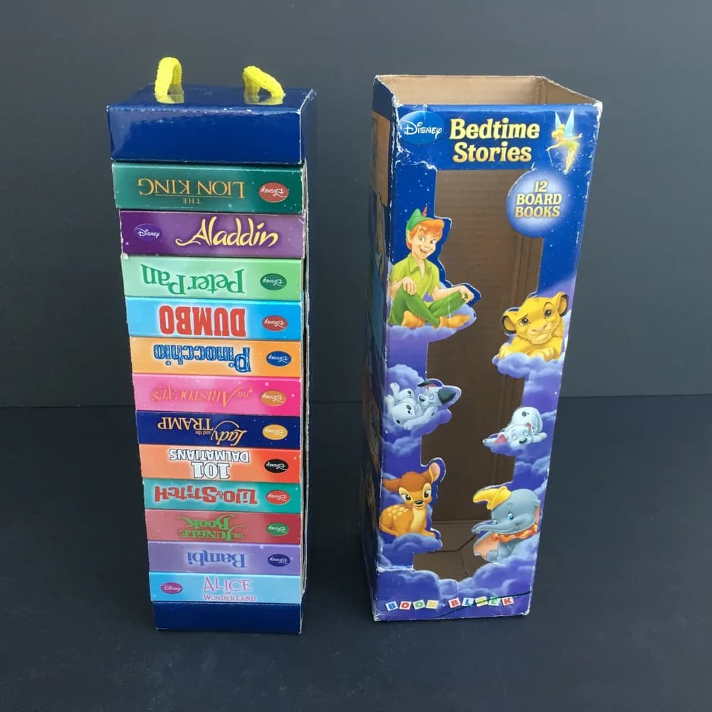 Disney Bedtime Stories 12 Board Books-Aladdin, Pinocchio, Dumbo,Lion King, Bambi