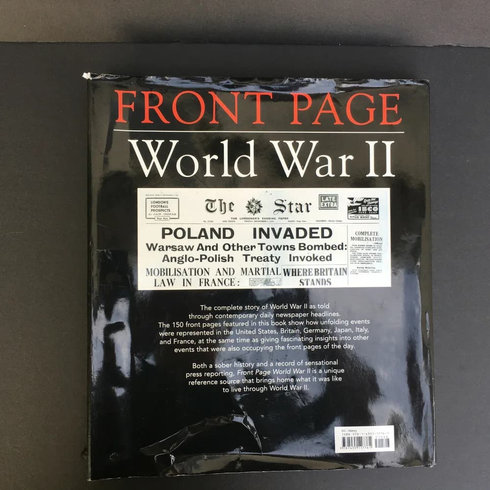 Front Page World Word II History in the Headlines 1939-1945 Coffee Table Book - Image 2