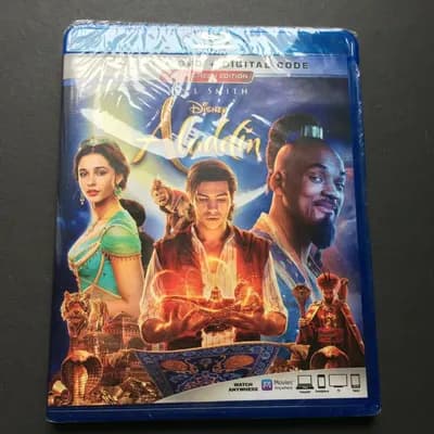 NEW DISNEY ALADDIN BLUE - RAY / DVD + DIGITAL CODE FACTORY SEALED W/ WILL SMITH