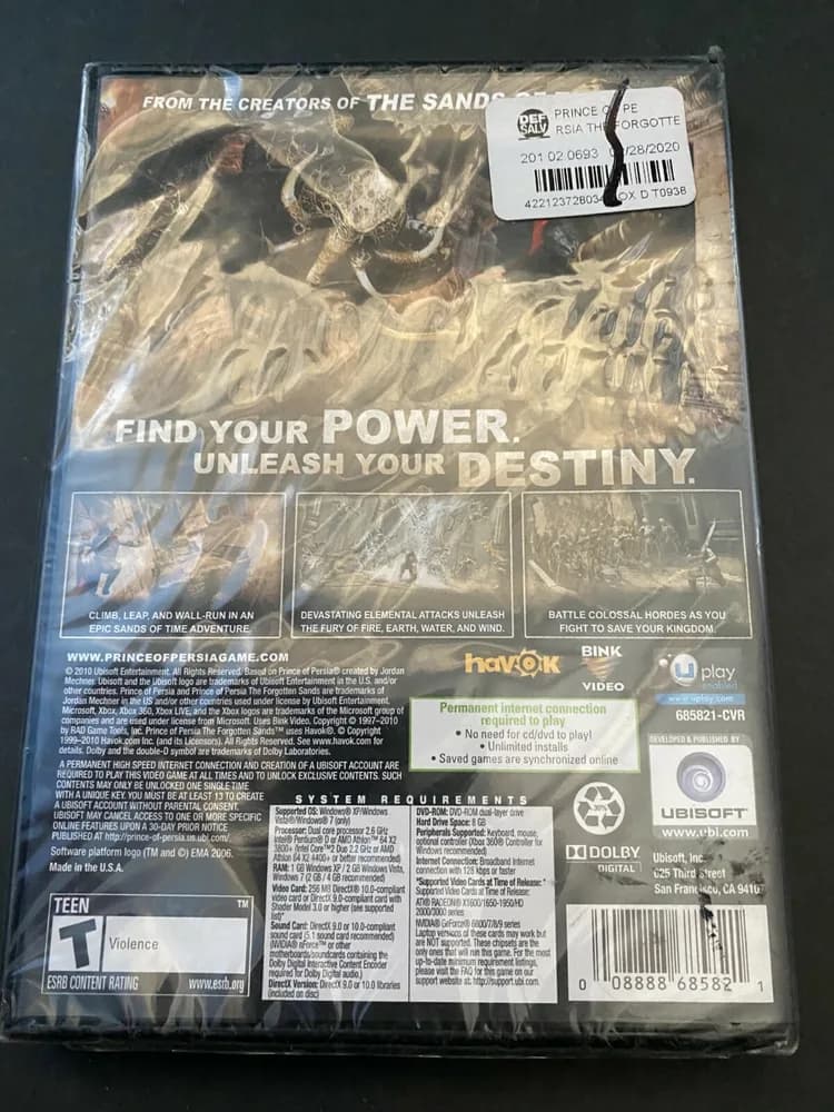 Prince of Persia: The Forgotten Sands. PC. BRAND NEW FACTORY SEALED! - Image 3