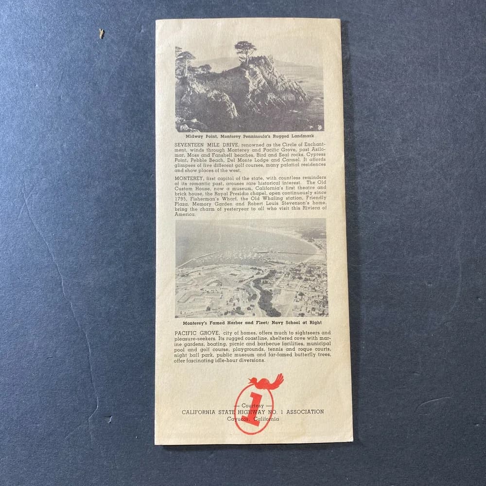 1940-1950's California Highway 1 The Ocean Route  The Cabrillo Route Brochure - Image 3