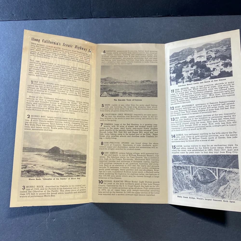 1940-1950's California Highway 1 The Ocean Route  The Cabrillo Route Brochure - Image 4