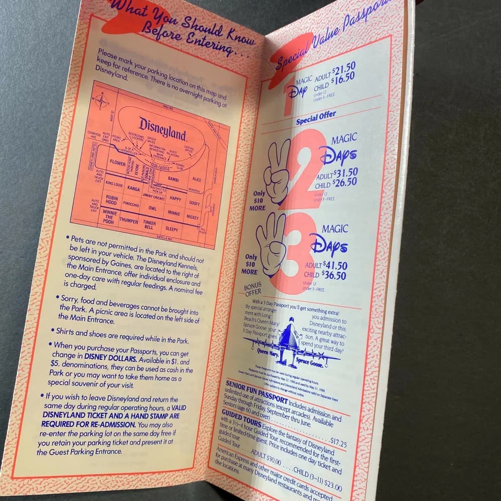 Vintage 1988 Today At Disneyland Blast to the past brochure Disney rare - Image 4
