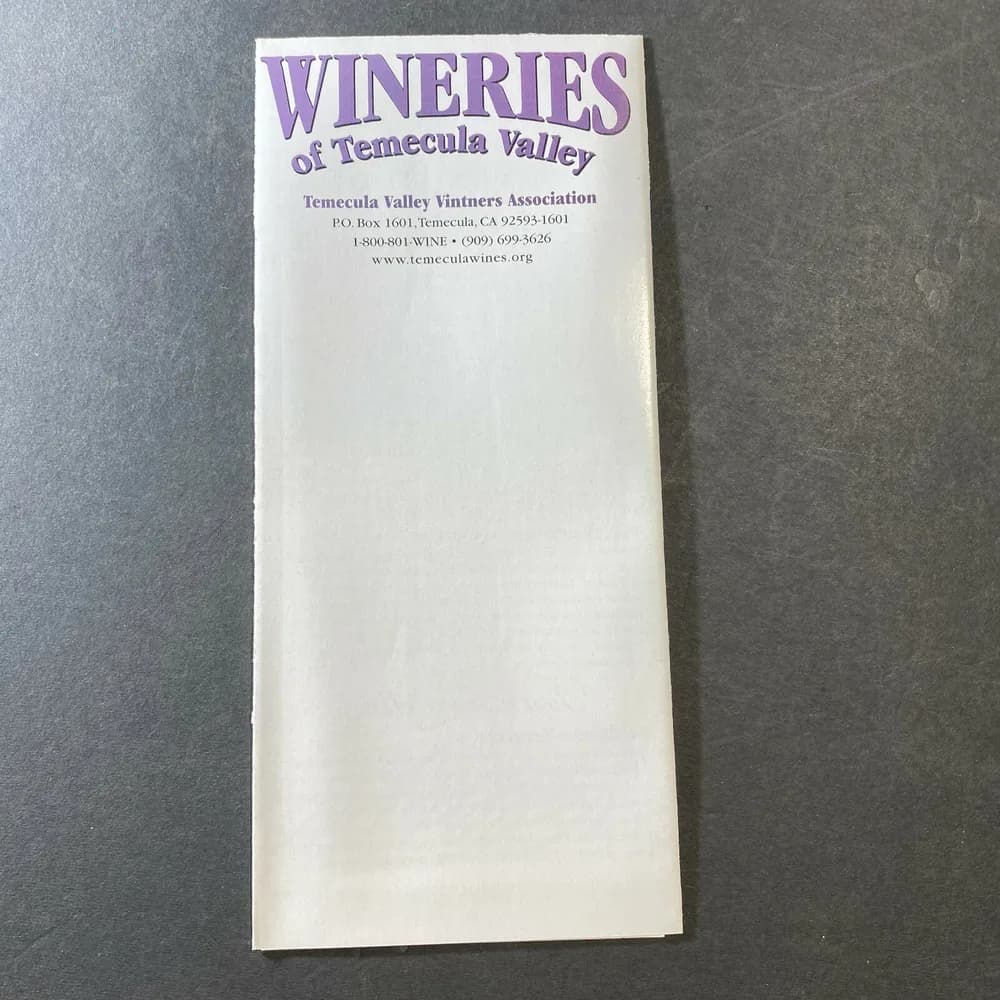Vintage Early 2000's Wineries of Temecula Valley California Brochure - Image 2