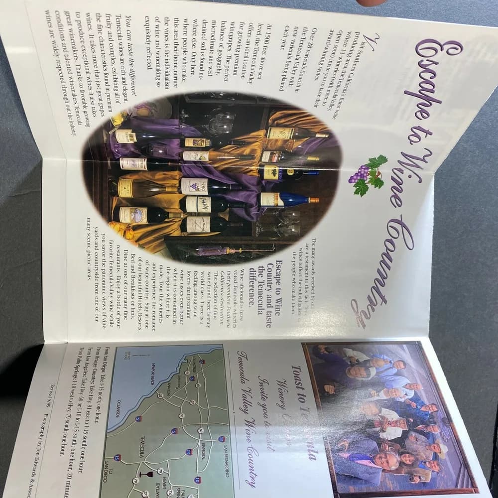 Vintage Early 2000's Wineries of Temecula Valley California Brochure - Image 3
