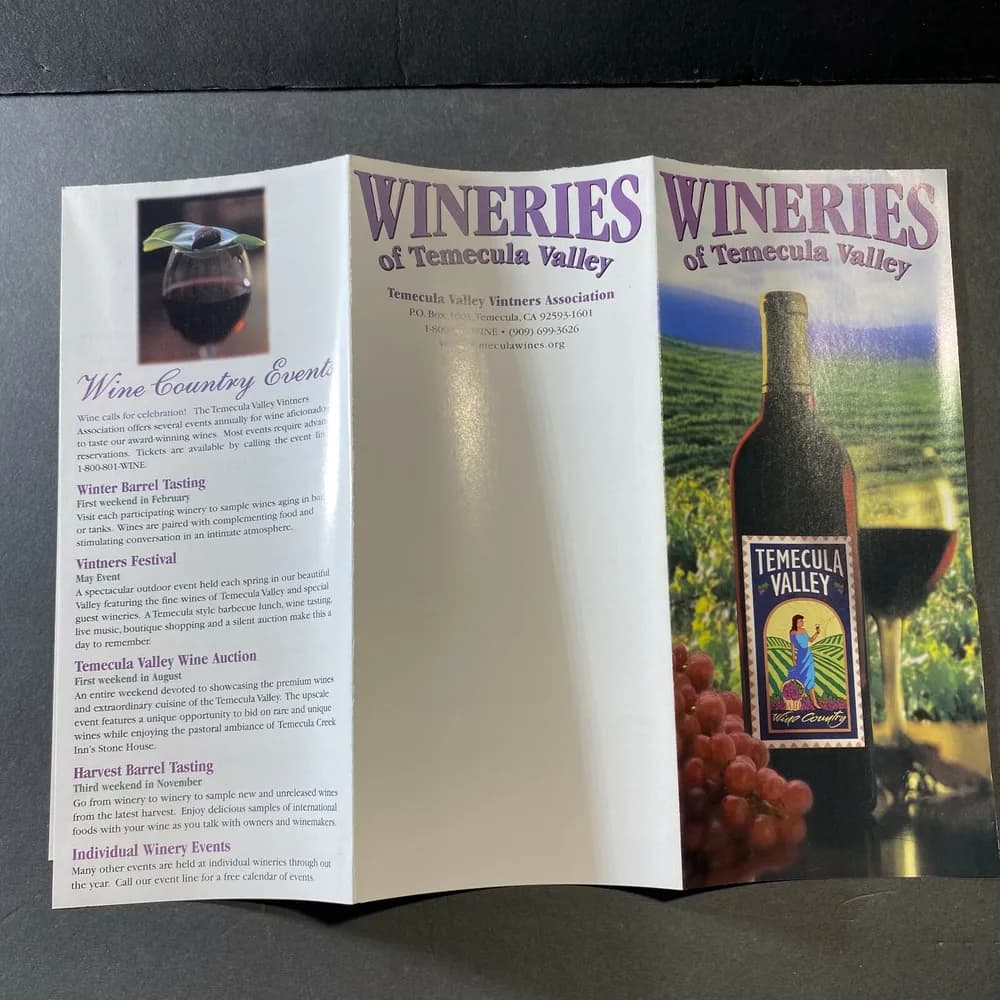 Vintage Early 2000's Wineries of Temecula Valley California Brochure - Image 5