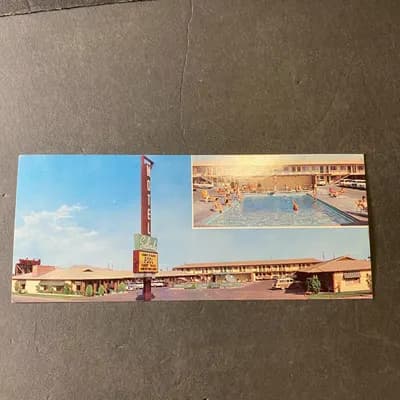 1950s  Sulinda Motel Long Card Pool Highway 91 Hurst Old Cars Las Vegas NV