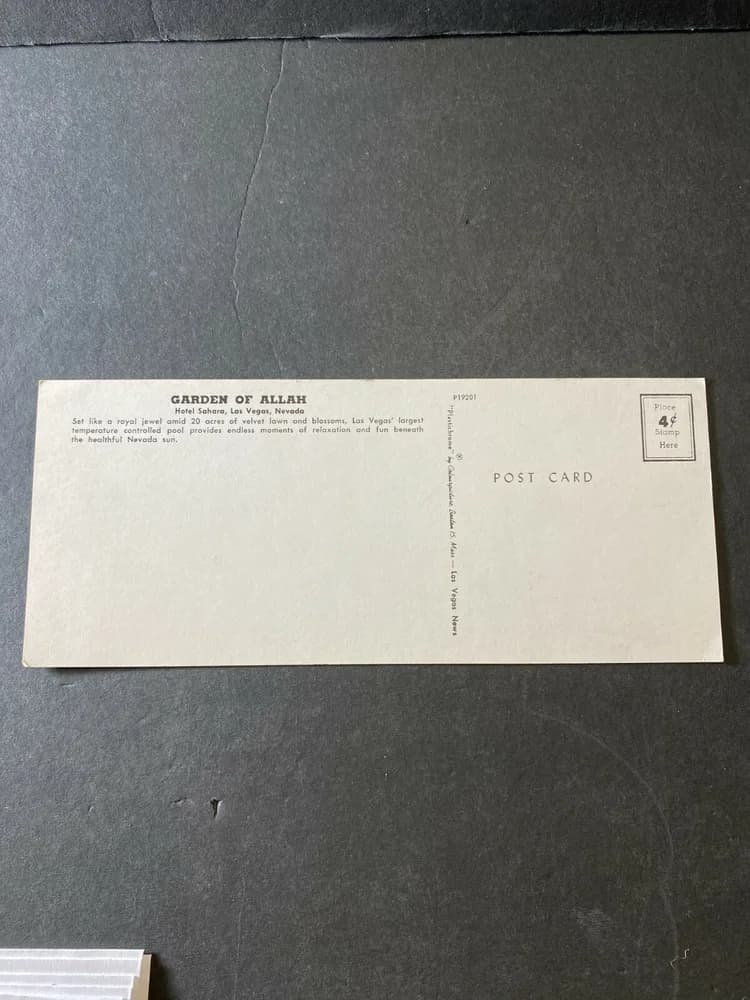 Postcard Garden of Allah Hotel Sahara, Las Vegas, NV, VINTAGE UNUSED - Image 2