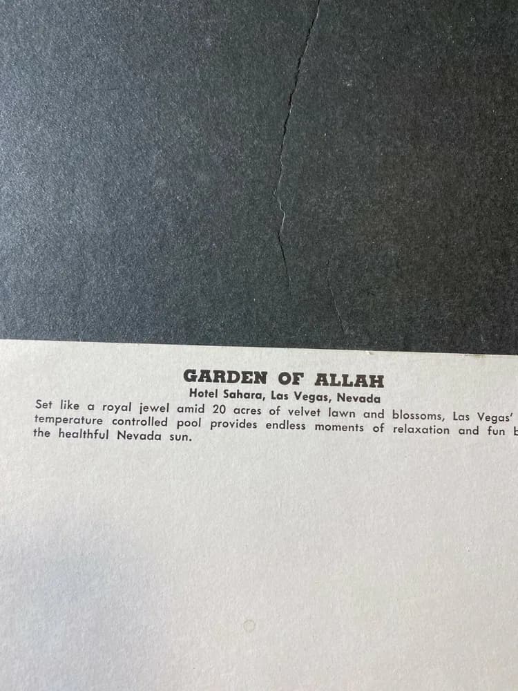 Postcard Garden of Allah Hotel Sahara, Las Vegas, NV, VINTAGE UNUSED - Image 3