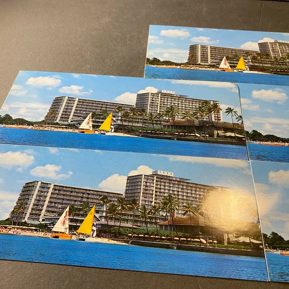 LOT OF 5 Honolulu Oahu Hawaii Reef Hotel On Waikiki Beach Sailboats Vintage Long - Image 2