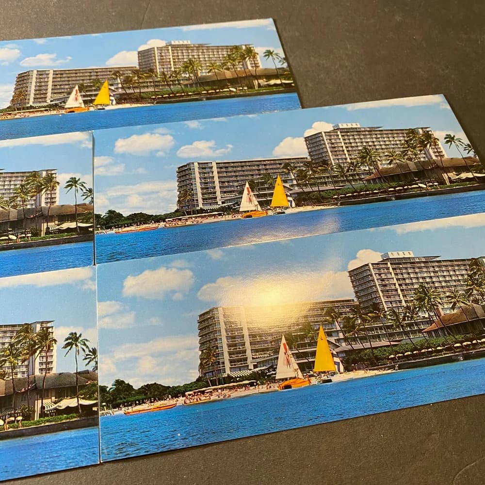 LOT OF 5 Honolulu Oahu Hawaii Reef Hotel On Waikiki Beach Sailboats Vintage Long - Image 3