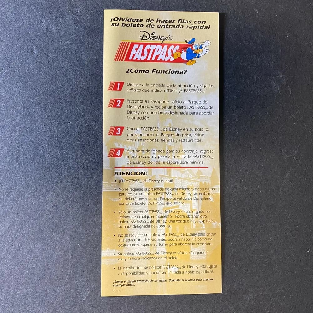 Lot of 4 Introducing Disney's Fast Pass (2) English (2) Spanish Brochure Ad RARE - Image 4