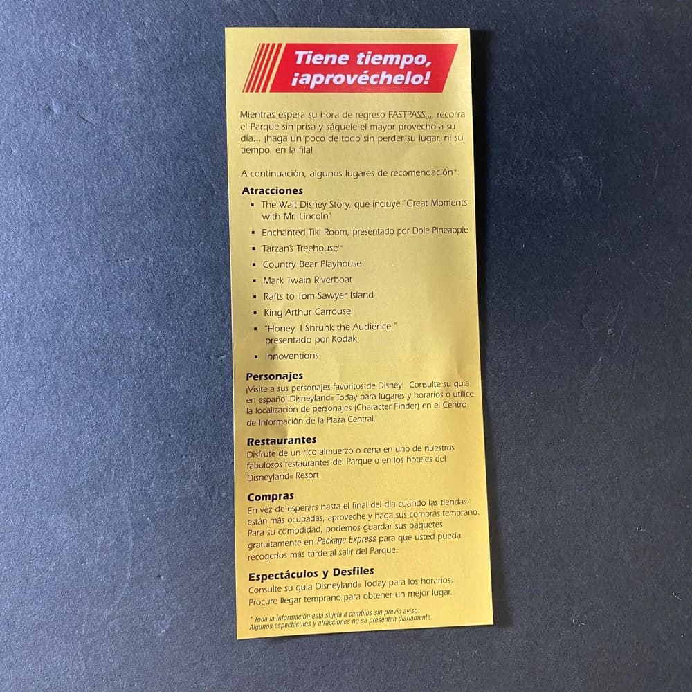 Lot of 4 Introducing Disney's Fast Pass (2) English (2) Spanish Brochure Ad RARE - Image 5