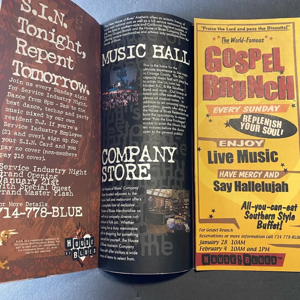 Vintage January 2001 House of Blues Anaheim Opening Night Brochure RARE CA - Image 4