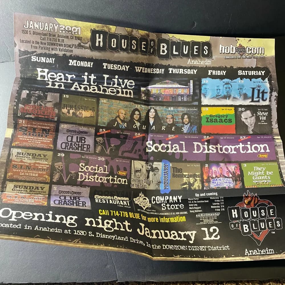 Vintage January 2001 House of Blues Anaheim Opening Night Brochure RARE CA - Image 6