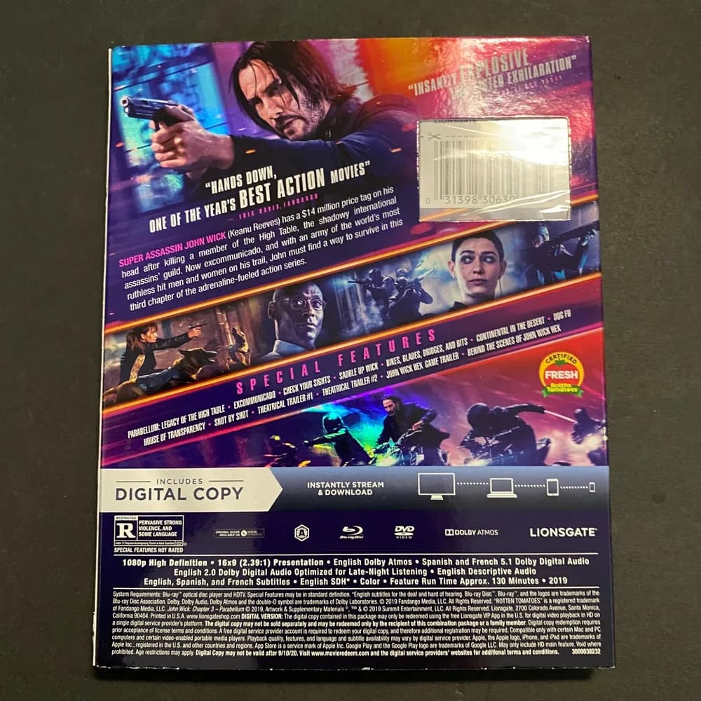 John Wick: Chapter 3-Parabellum (Blu-ray, DVD, Digital) SEALED W/ SLIPCOVER - Image 2