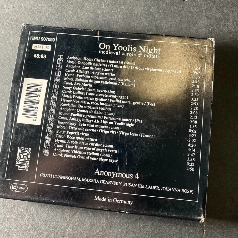 ANONYMOUS 4 On Yoolis Night: Medieval Carols & Motets CD 1993 Harmonia Mundi - Image 3