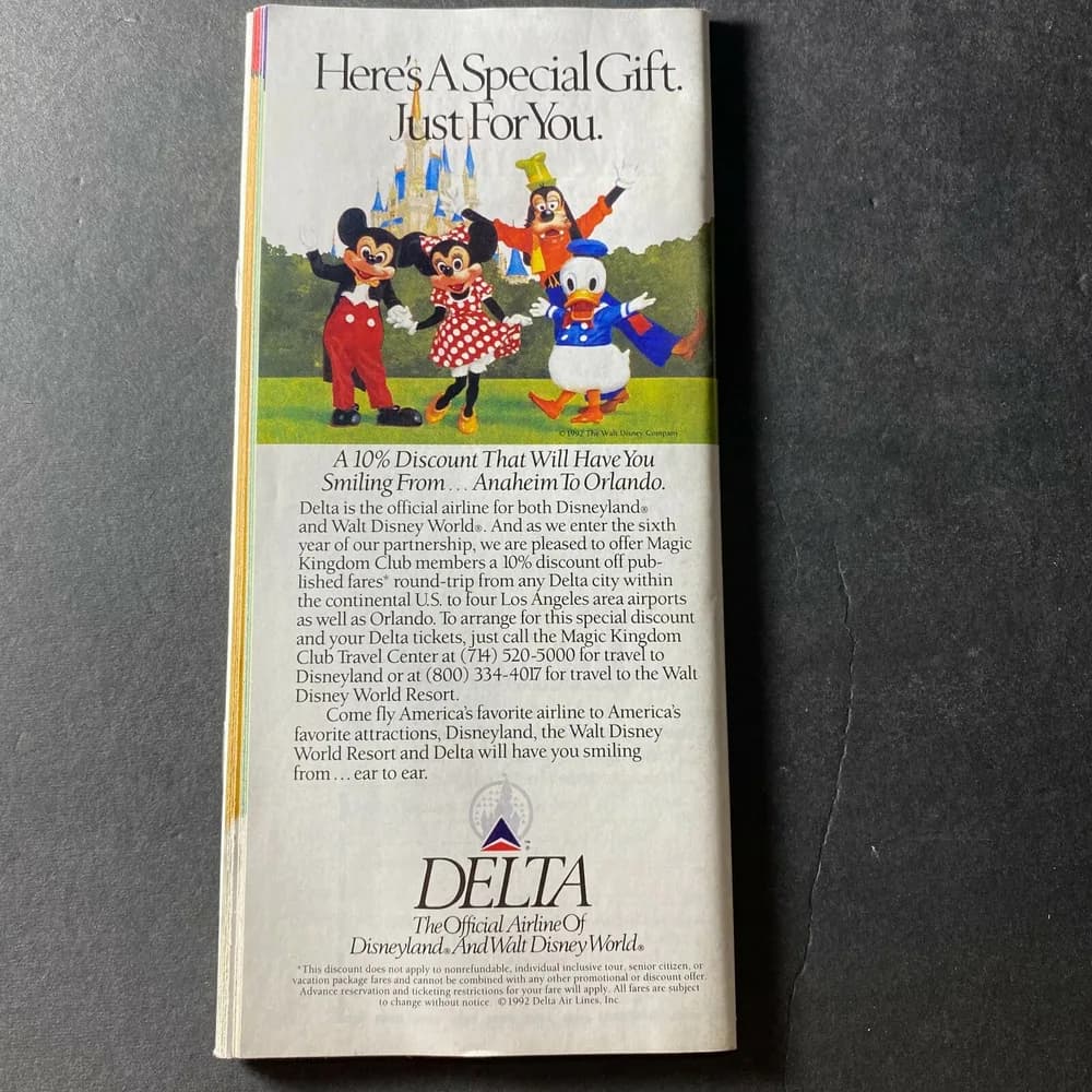 1993 rare vintage Disneyland member ship guide club Brochure - Image 2