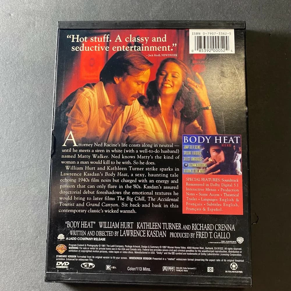 Body Heat (DVD, 1997) William Hurt & Kathleen Turner - Image 2