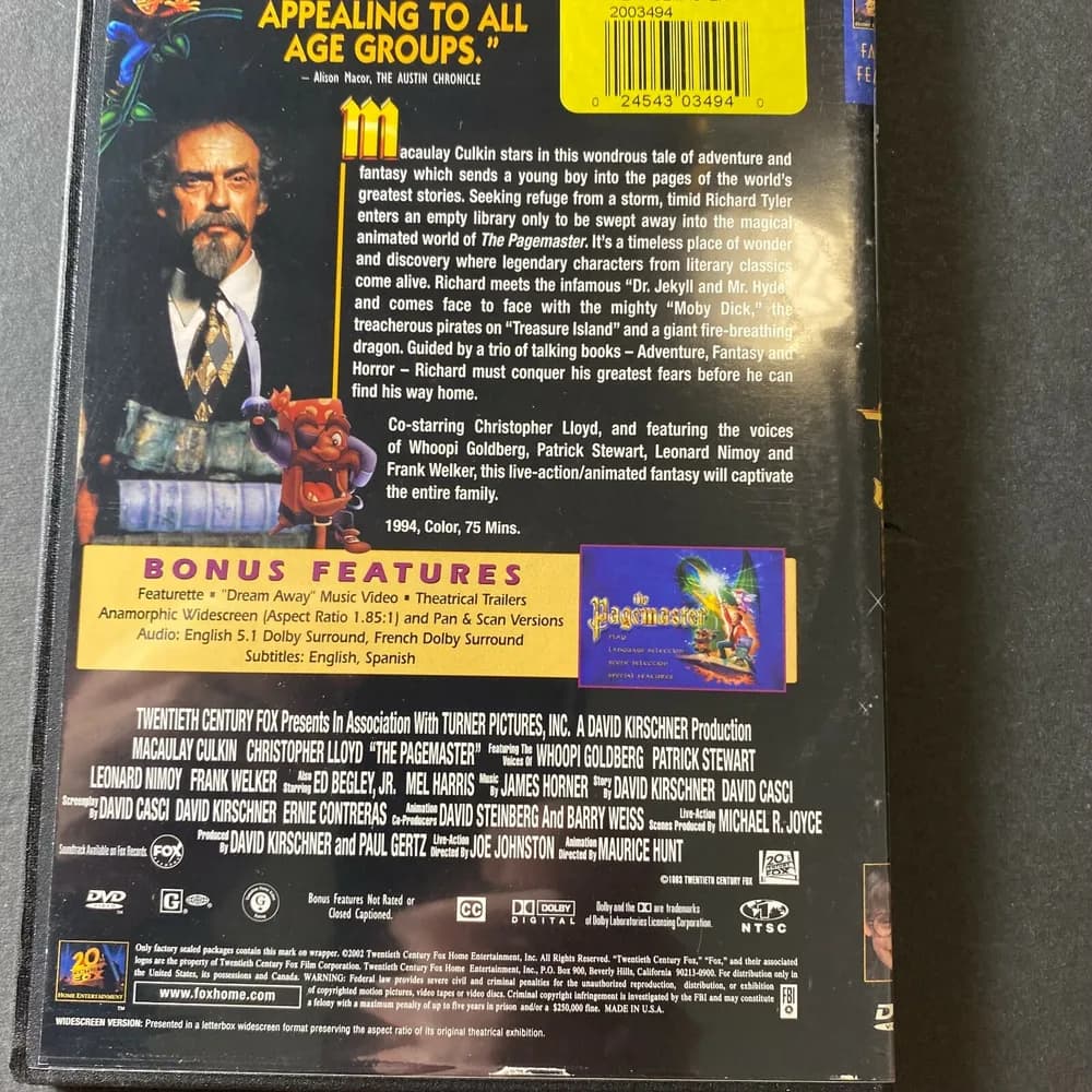 Pagemaster DVD Fantasy Movie SLIM CASE  - Image 2