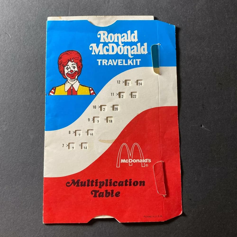 Vintage Ronald McDonald Travel Kit Multiplication Table Slide Chard McDonalds  - Image 2
