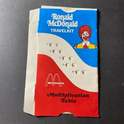 Vintage Ronald McDonald Travel Kit Multiplication Table Slide Chard McDonalds 