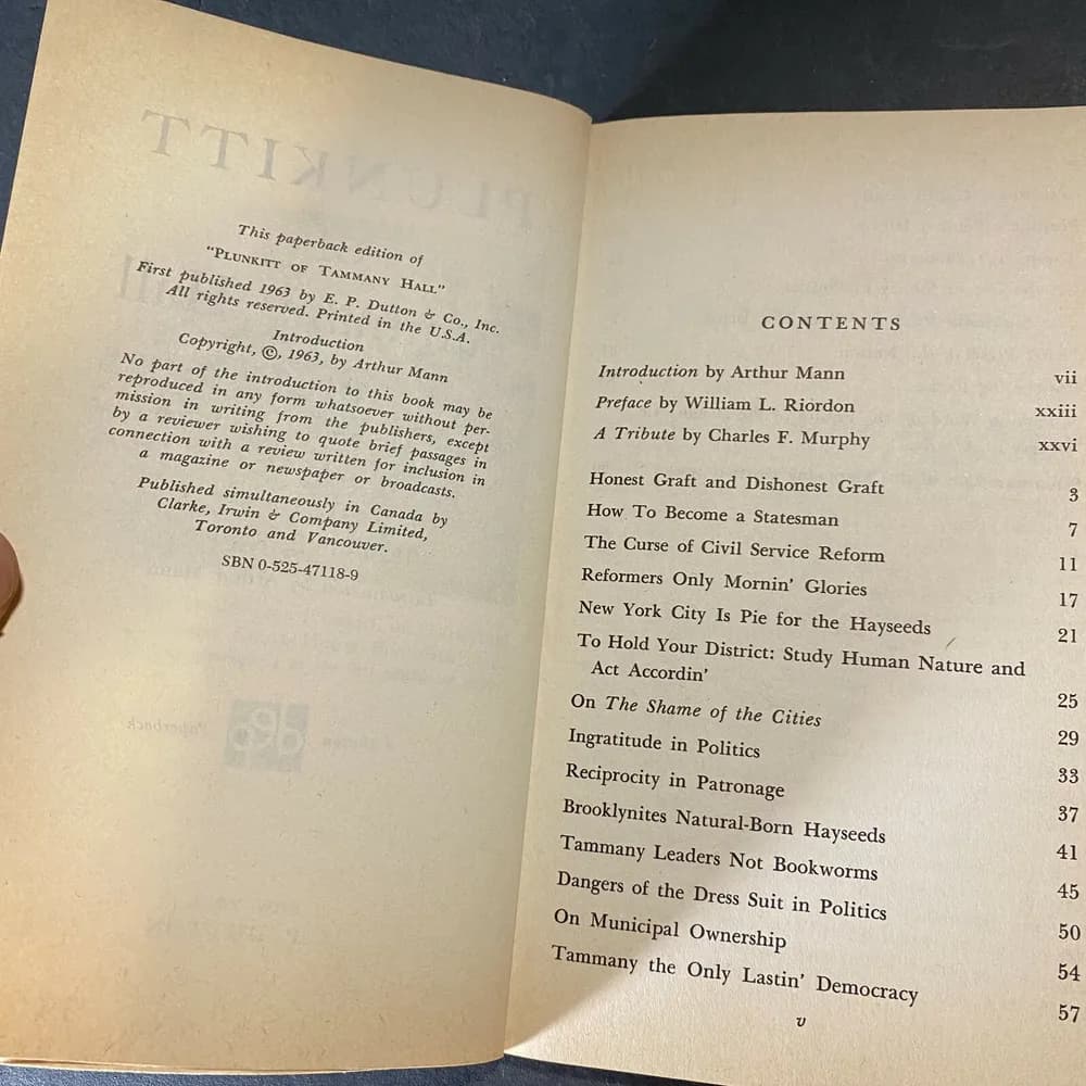 PLUNKITT OF TAMMANY HALL, William L. Riordon (1963) Dutton 1st - Image 7