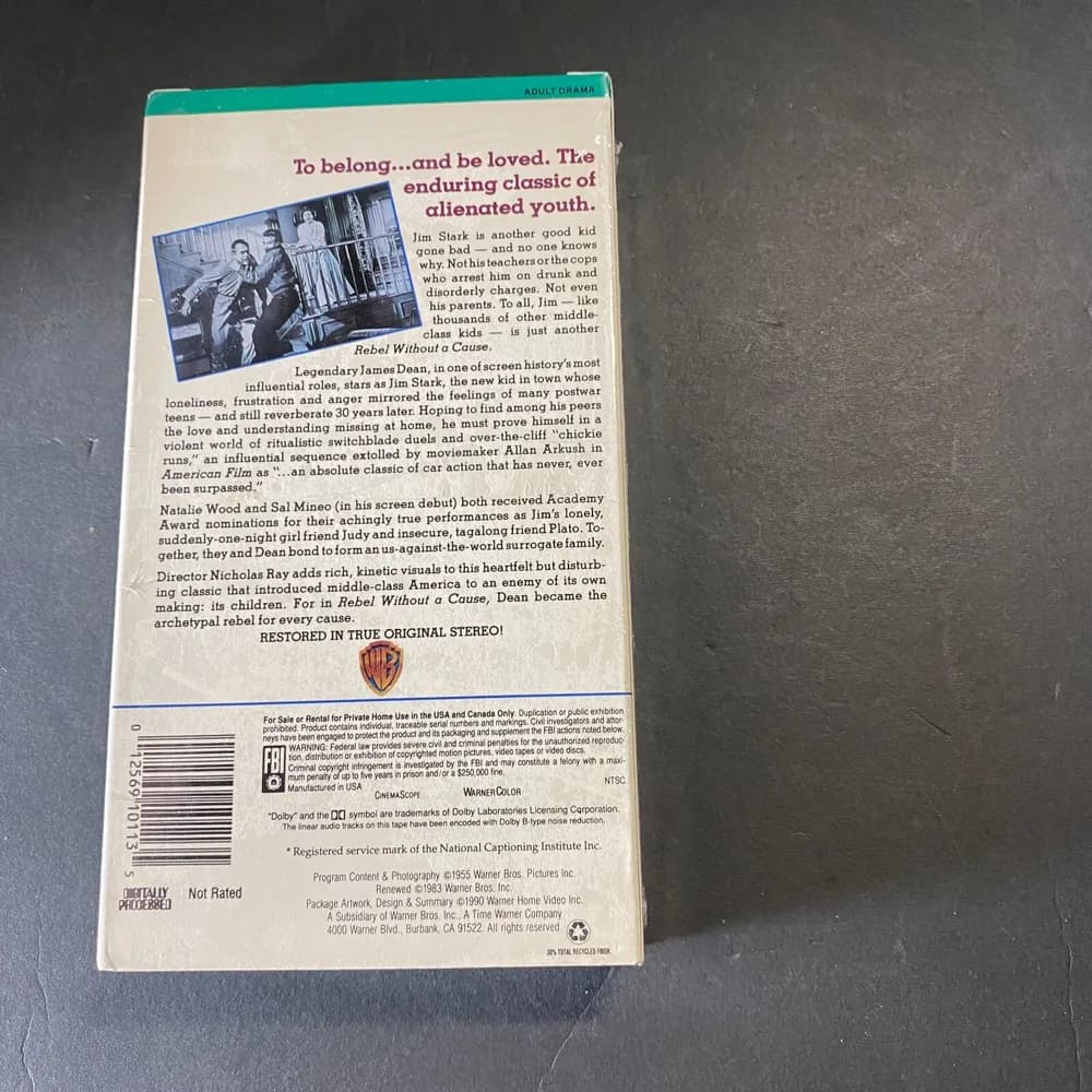NEW SEALED Rebel Without a Cause (VHS, 1990, Warner Bros) Brand  James Dean - Image 3