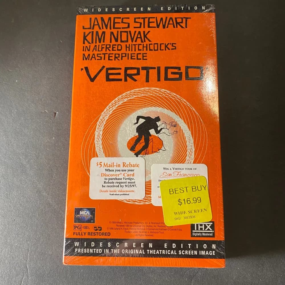 NEW SEALED Vertigo (VHS, 1997, Restored, remastered, widescreen version)