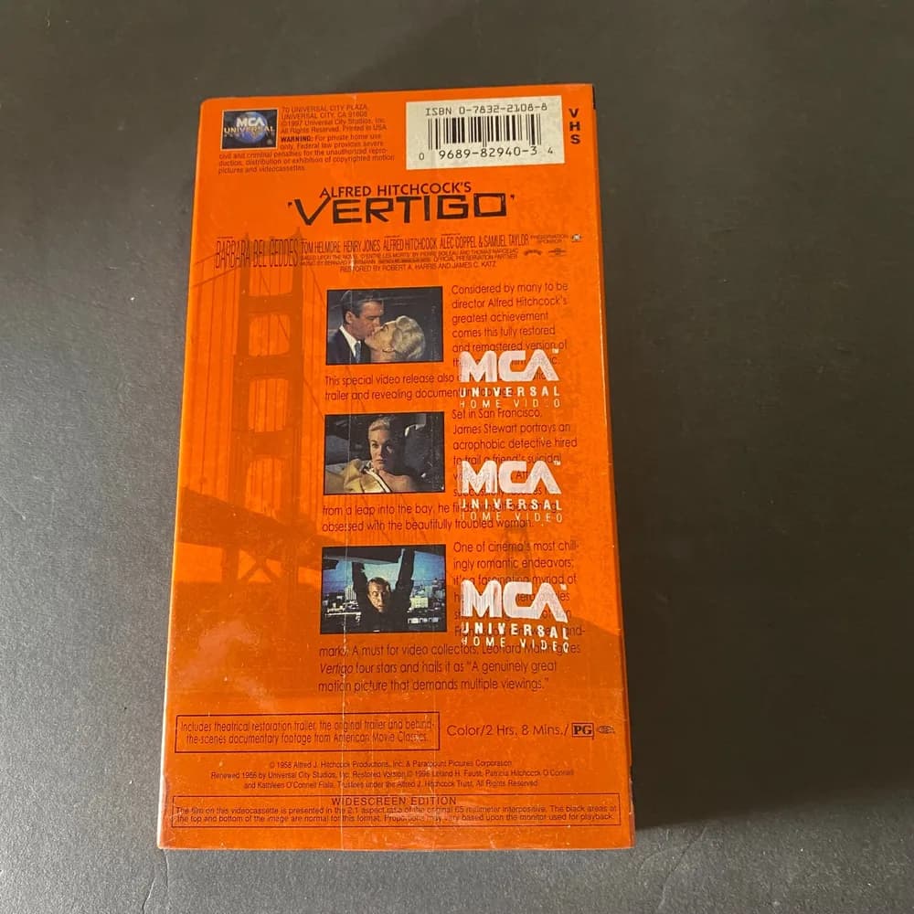 NEW SEALED Vertigo (VHS, 1997, Restored, remastered, widescreen version) - Image 3