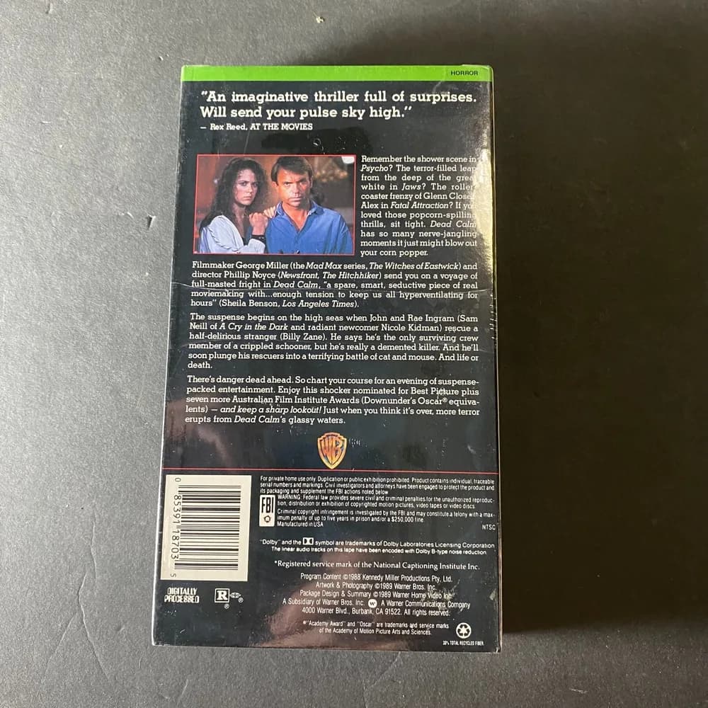 NEW SEALED Dead Calm (VHS, 1995) Warner home video watermark! - Image 3