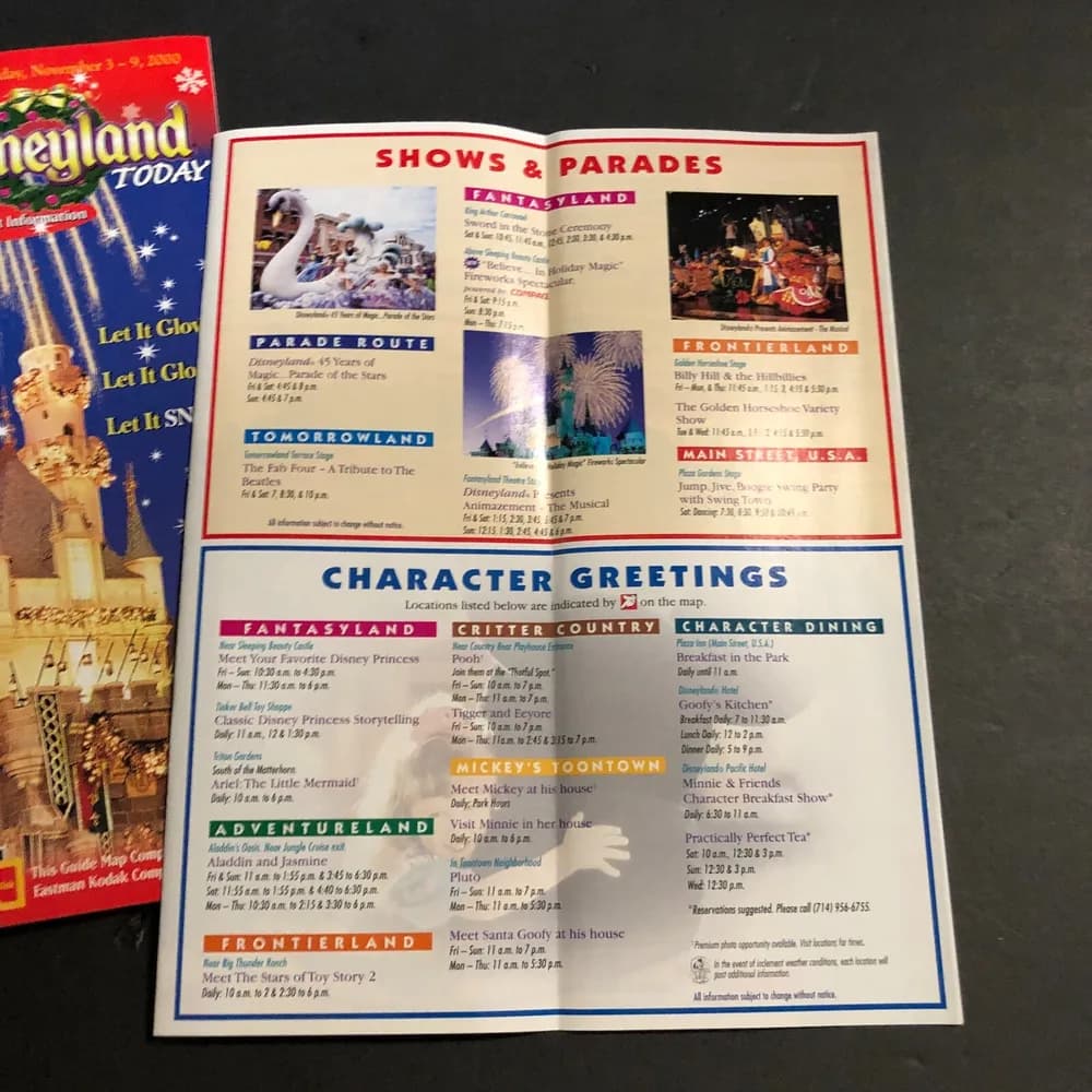 Lot of 2: Disneyland today 2000 Let it snow! Map and guest information brochure - Image 8