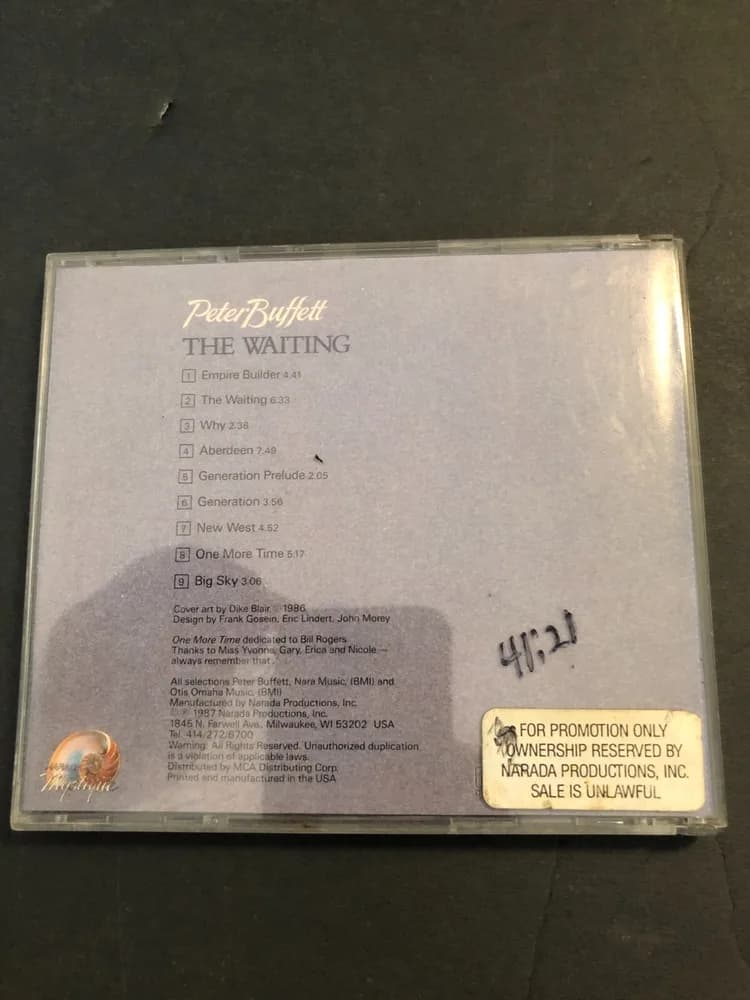 The Waiting by Peter Buffett (CD, 1987 Narada) Synth Progressive New Age - Image 2