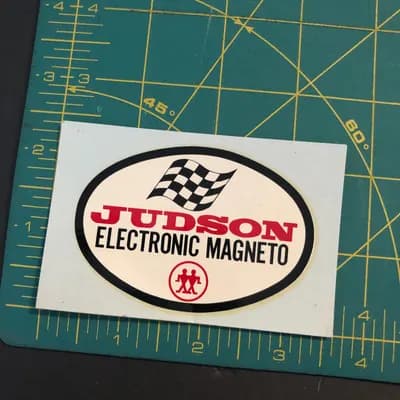 Vintage judsoon electronic magneto sticker decal hotrod rat rod READ car truck 