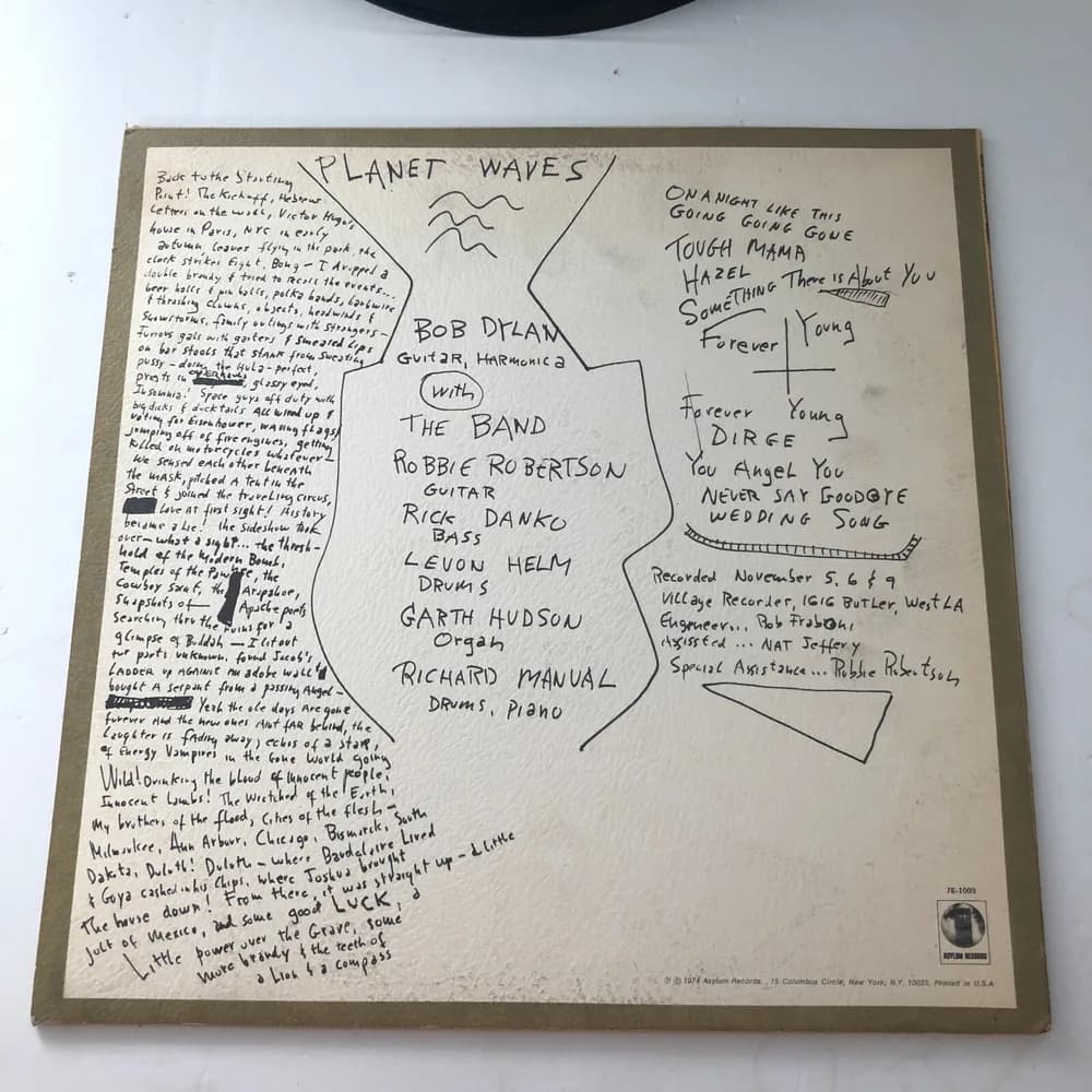 Bob Dylan Planet Waves 1974 Asylum Records 7E-1003-B - Image 3