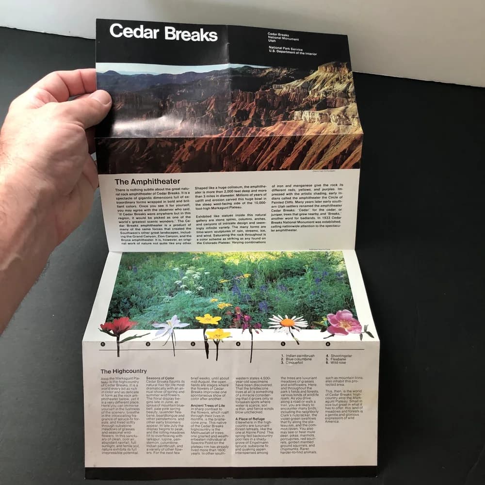 Cedar Breaks National Monument Park Official Brochure National Map Guide - Image 3