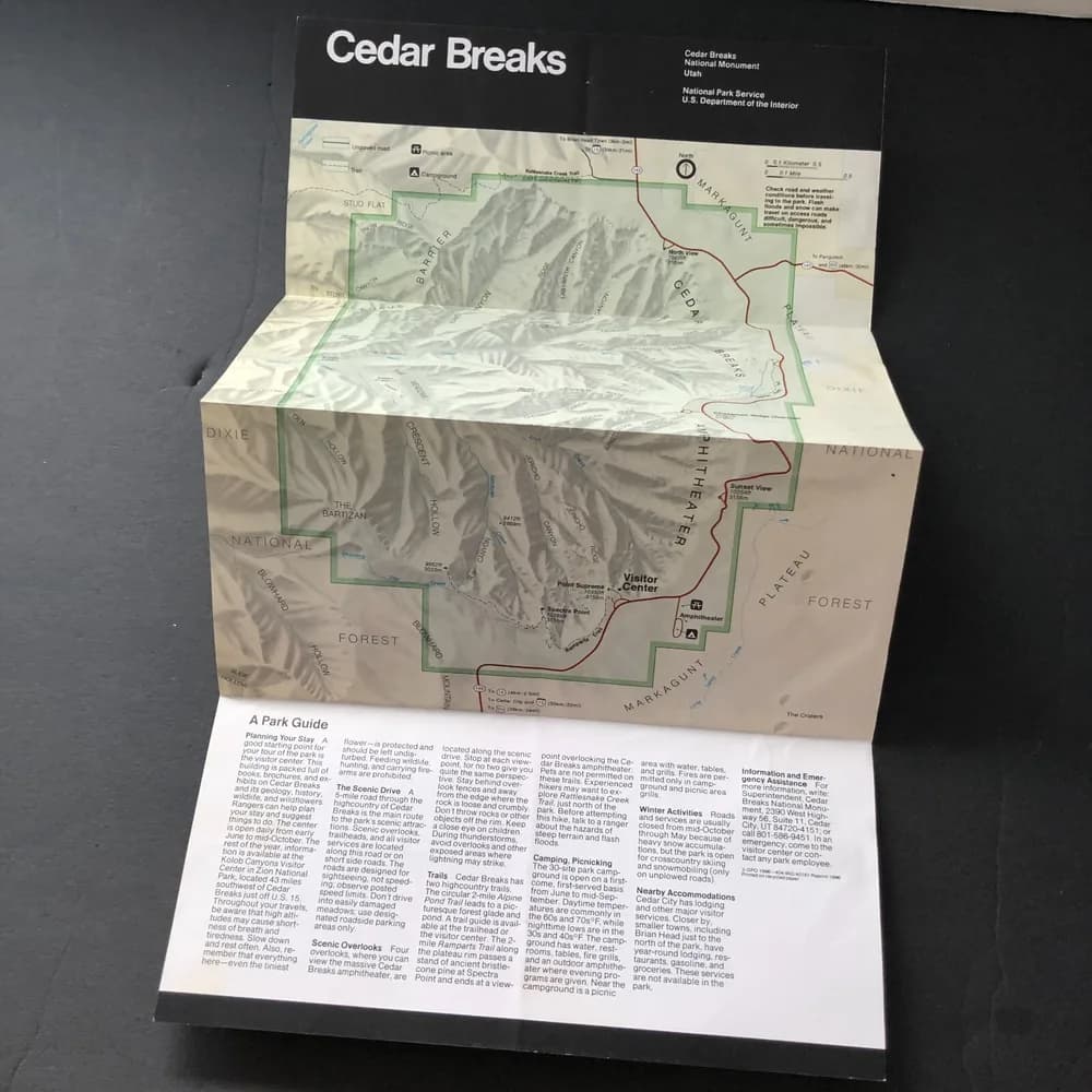 Cedar Breaks National Monument Park Official Brochure National Map Guide - Image 4