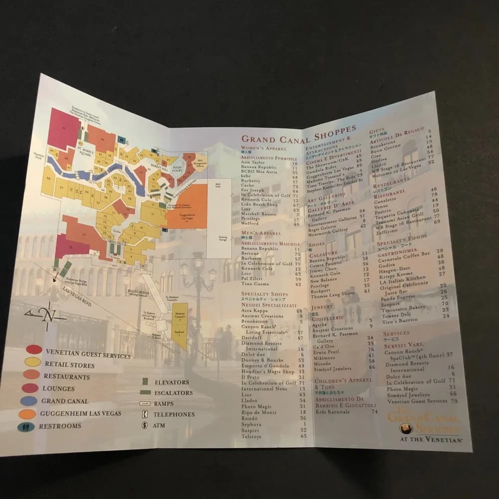 Vintage Venetian Hotel Mall Map Las Vegas Nevada Brochure Booklet 1990s - Image 4