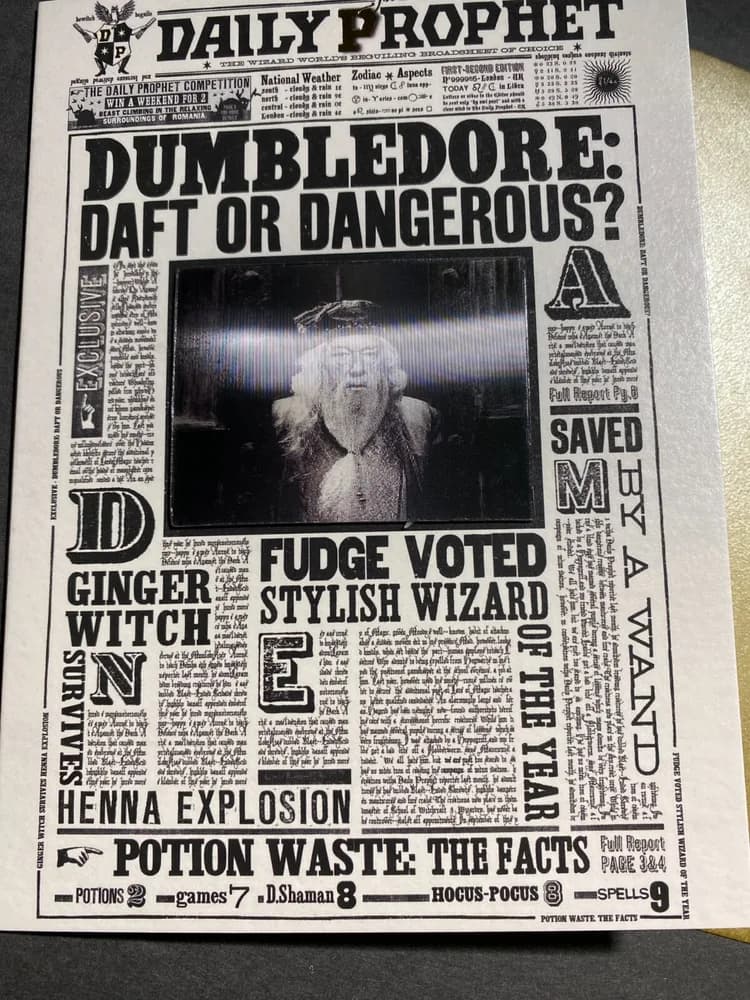 12 PCS Harry Potter Notecard The Daily Prophet: Dumbledore Daft or Dangerous? - Image 3