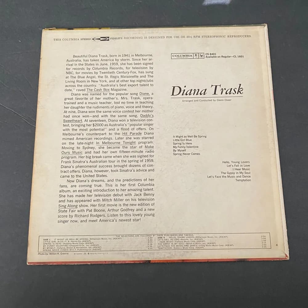 DIANA TRASK, SELF TITLED - SIX EYE LOGO LABEL CS 8401 GLENN OSSER - Image 4