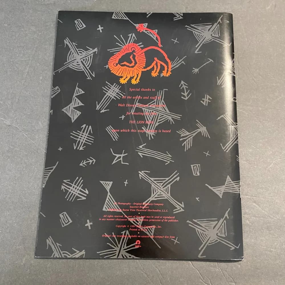 1997 Disney THE LION KING Broadway Musical Souvenir Program Book Brochure & Cast - Image 2