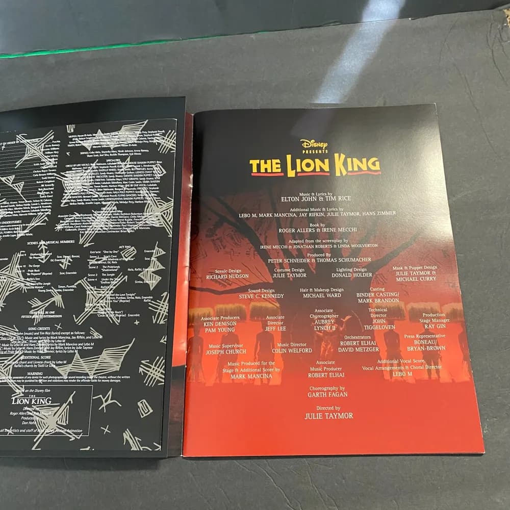 1997 Disney THE LION KING Broadway Musical Souvenir Program Book Brochure & Cast - Image 4