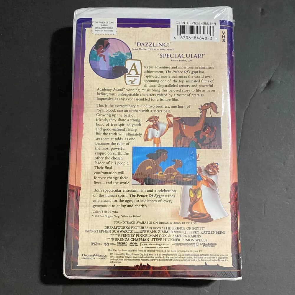 The Prince of Egypt Dreamworks Home Entertainment VHS 1999 Clamshell NEW Sealed  - Image 2