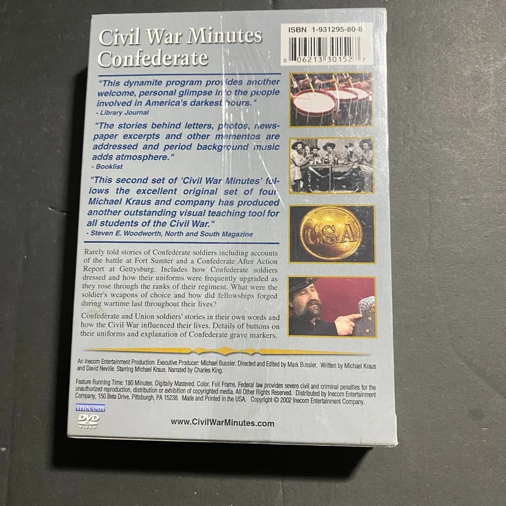 Civil War Minutes - Confederate Boxed Set (DVD, 2002, 2-Disc Set) NEW SEALED - Image 3