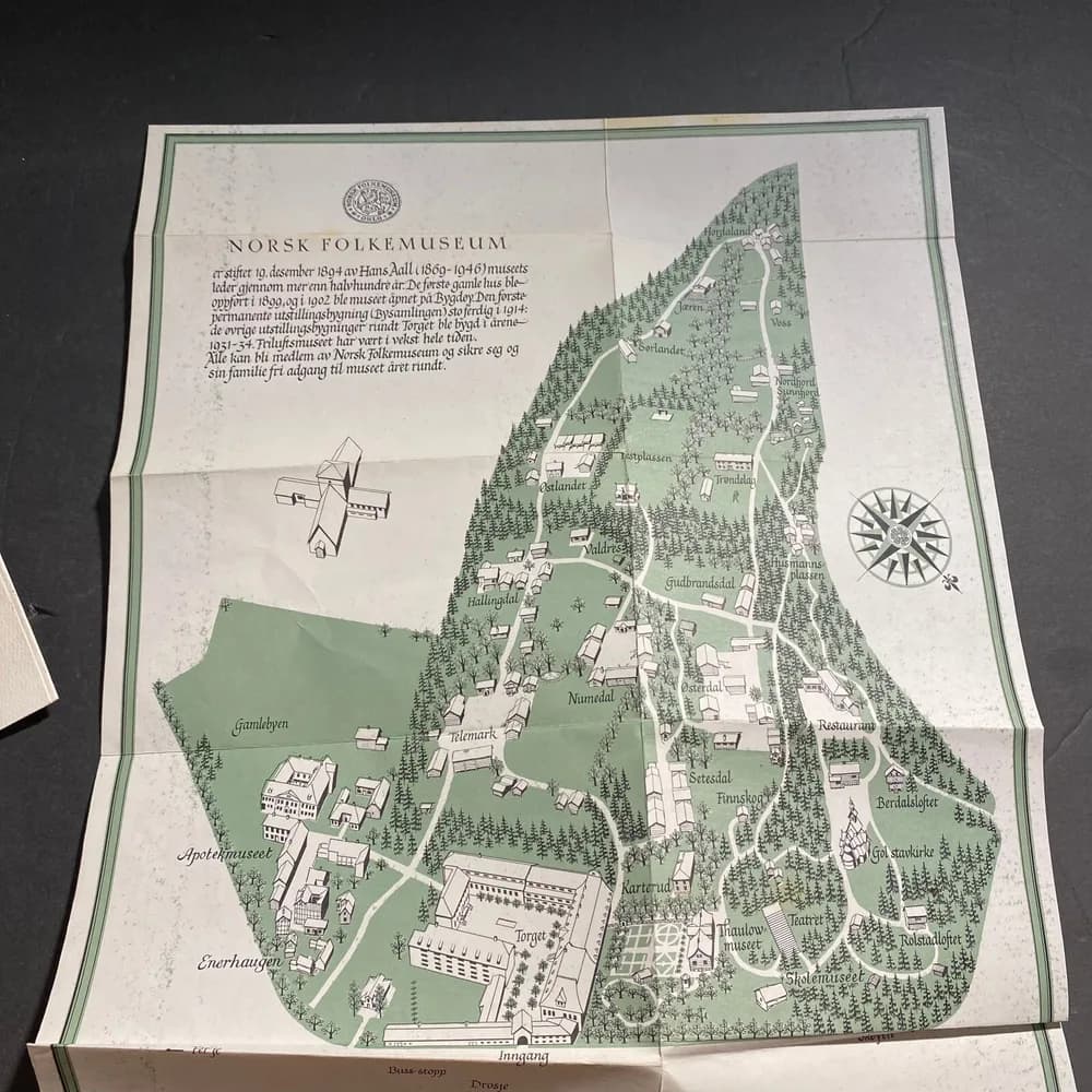 Vintage Norwegian Pharmacy Museum & Folk Museum Oslo Brochure - Collectible MAP - Image 4