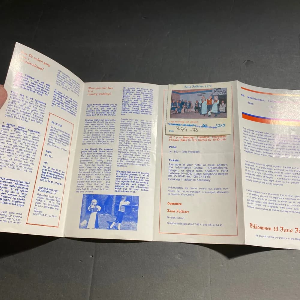 Fana Folklore Country Festival Brochure Bergen Norway 1978 With PHOTO! - Image 3