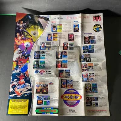 Electronic Arts "Play With The Pro's" Poster Hints Hotline Sega Genesis Insert