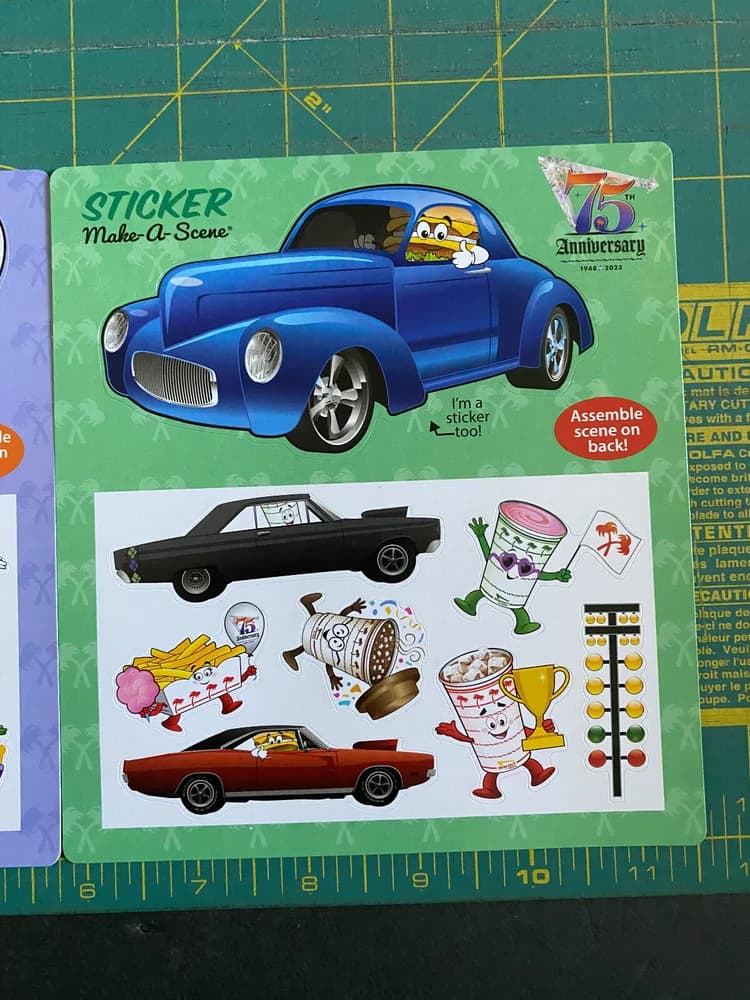 2 In N Out Burger 2024 Kids Make A Scene 75th Anniversary Sticker Lot So. Cal - Image 3