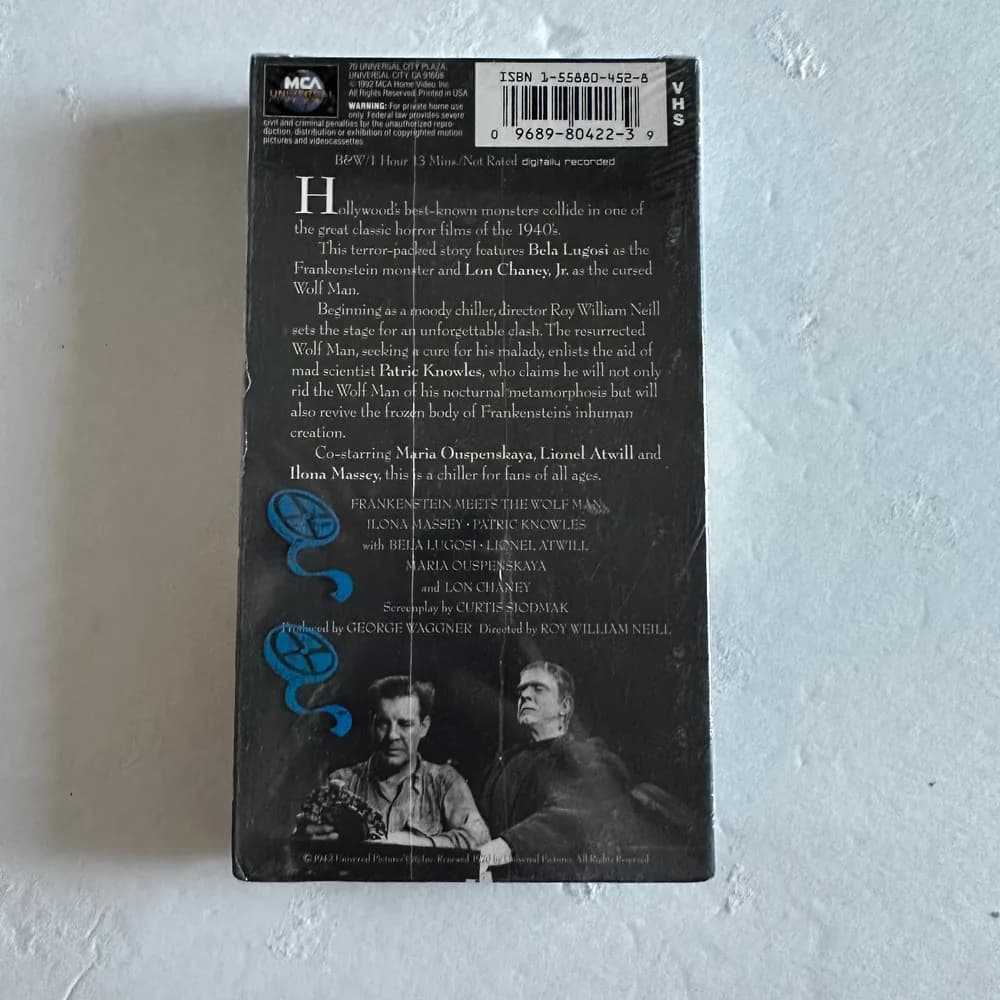NEW SEALED VHS Video Tape Frankenstein Meets the Wolfman Bela Lugosi MCA  - Image 2